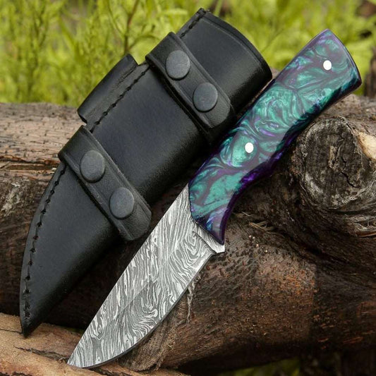 Shokunin USA Arcane Handmade Custom Damascus Knife with Resin Handle - Angler's Pro Tackle & Outdoors