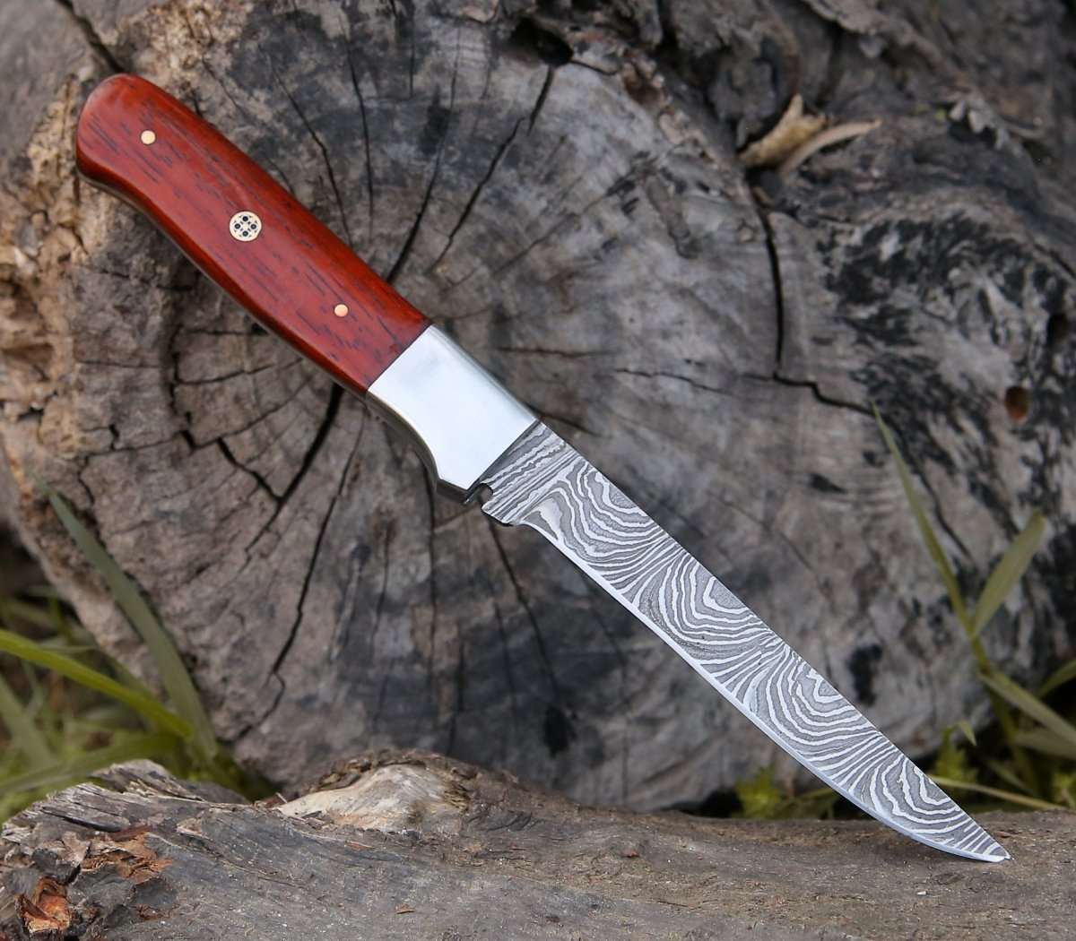 Shokunin USA Cutmaster 10.5" Damascus Fillet Knife With Exotic Red Heart Handle - Angler's Pro Tackle & Outdoors