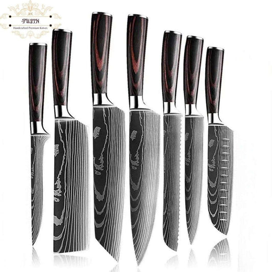 Shokunin USA Fujin Chef's Knife Set 7 Pcs Pakkawood Handle - Angler's Pro Tackle & Outdoors