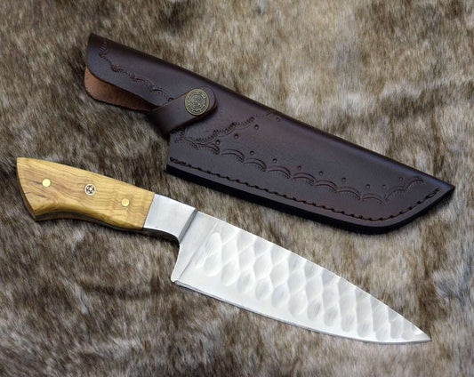 Shokunin USA Increda Damascus Chef Knife with Olive Wood Handle - Angler's Pro Tackle & Outdoors