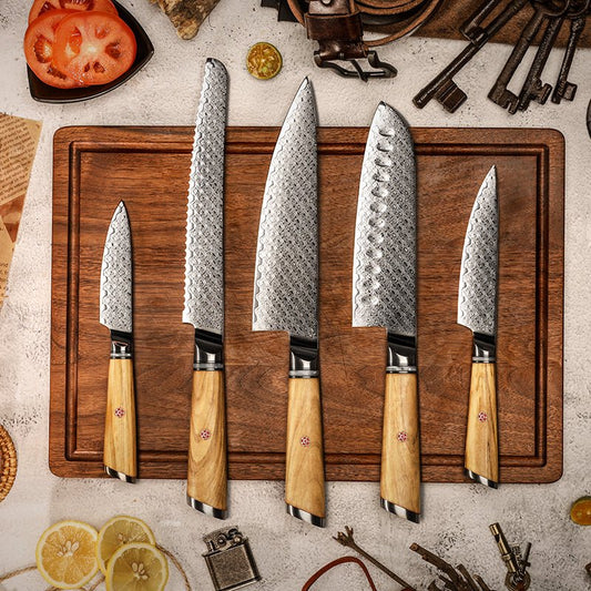 Shokunin USA Jasmine Knife Set 5 Piece Damascus Steel Japanese Professional Chef knife Set - Angler's Pro Tackle & Outdoors