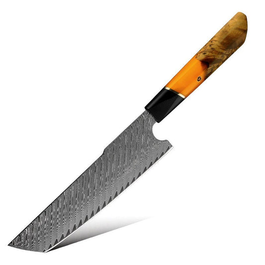 Shokunin USA Kotetsu VG10 Chef Knife Damascus Nakiri Knife with Exotic Olive Wood Handle - Angler's Pro Tackle & Outdoors