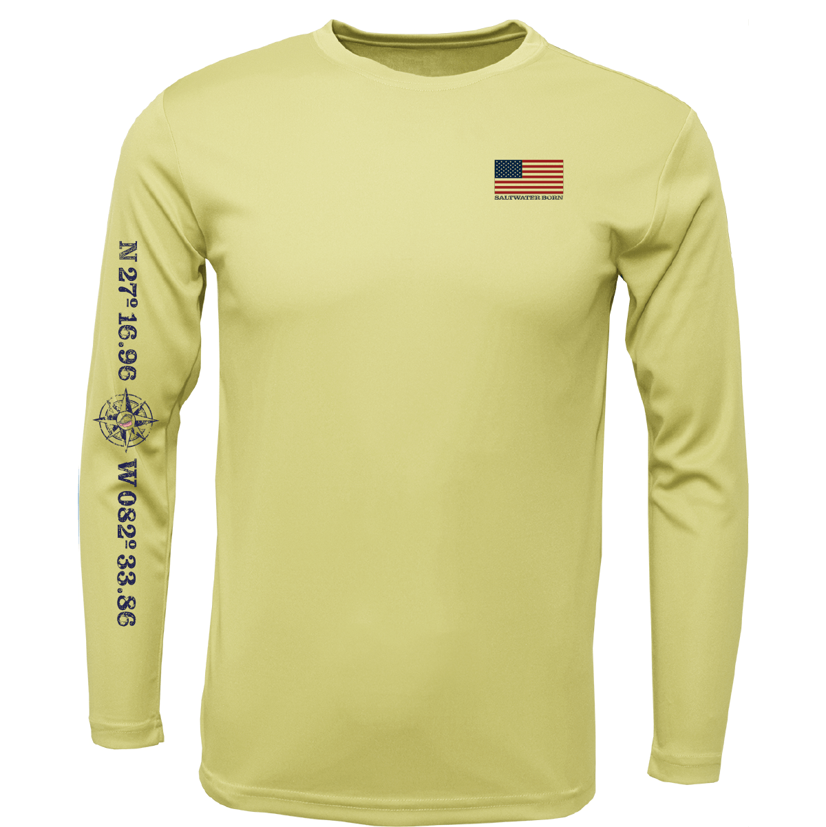 Siesta Key American Flag On Chest Long Sleeve UPF 50+ Dry - Fit Shirt - Angler's Pro Tackle & Outdoors