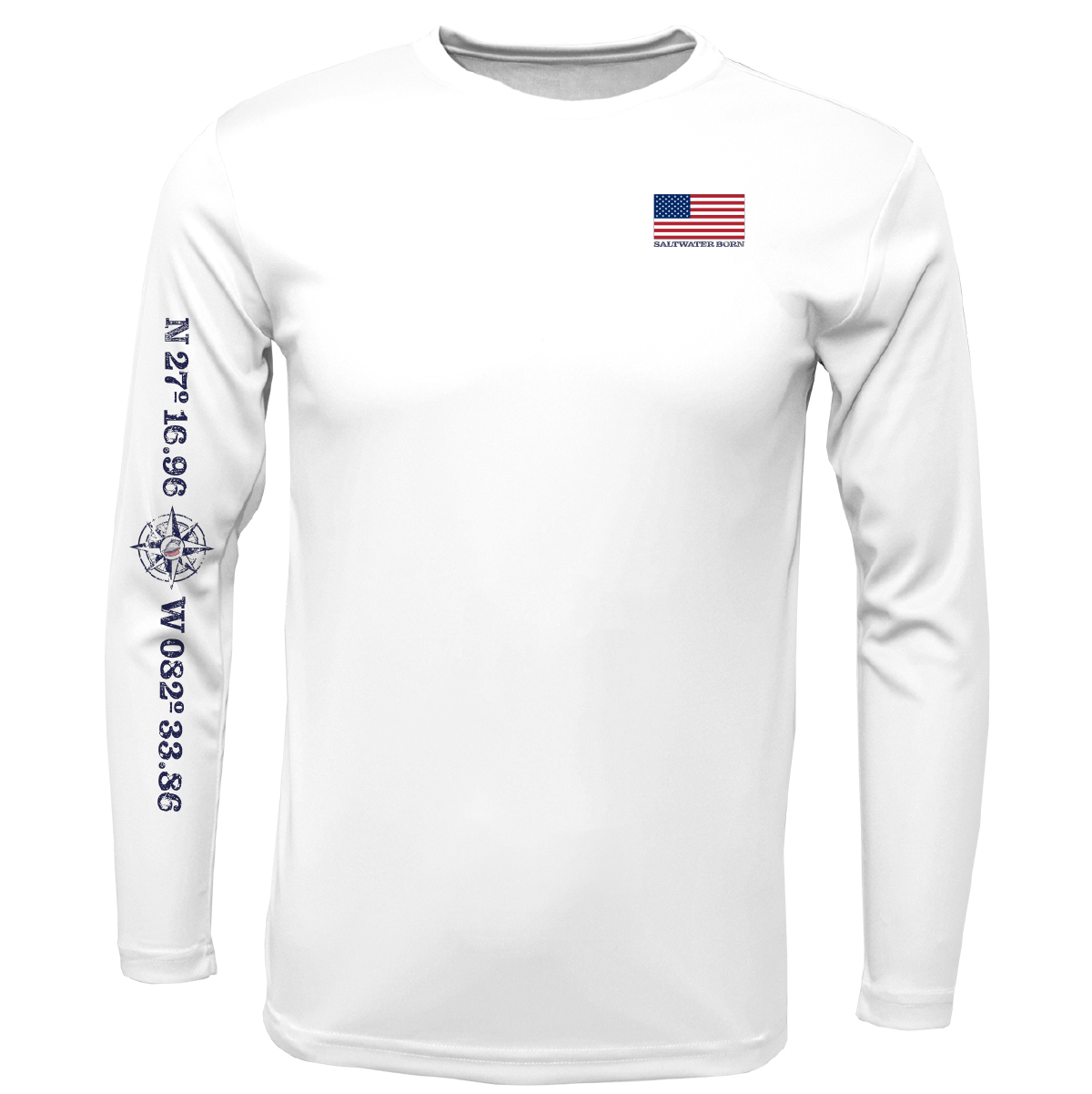 Siesta Key American Flag On Chest Long Sleeve UPF 50+ Dry - Fit Shirt - Angler's Pro Tackle & Outdoors