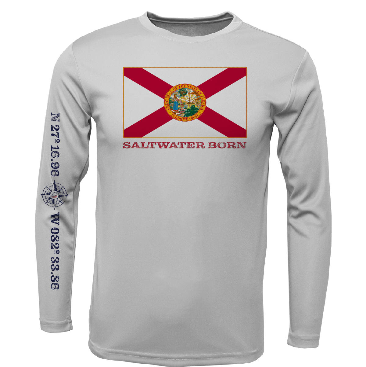 Siesta Key, FL Florida Flag Long Sleeve UPF 50+ Dry - Fit Shirt - Angler's Pro Tackle & Outdoors