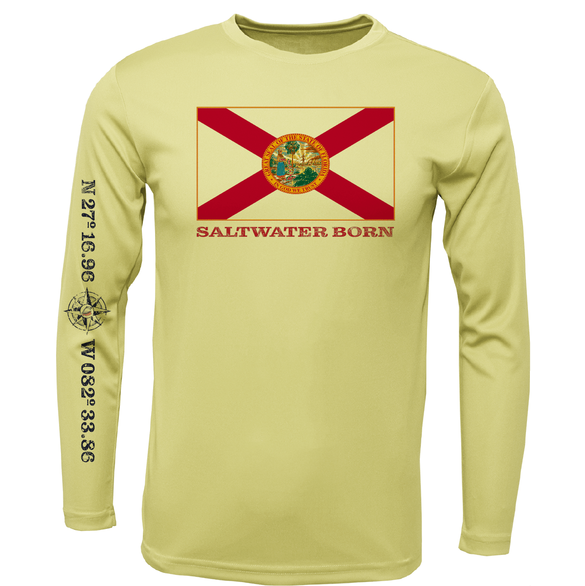 Siesta Key, FL Florida Flag Long Sleeve UPF 50+ Dry - Fit Shirt - Angler's Pro Tackle & Outdoors