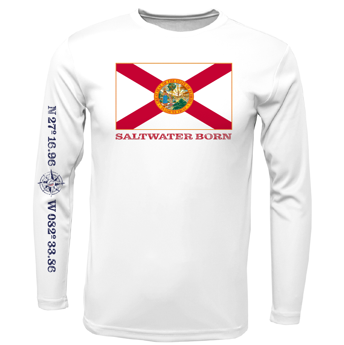 Siesta Key, FL Florida Flag Long Sleeve UPF 50+ Dry - Fit Shirt - Angler's Pro Tackle & Outdoors