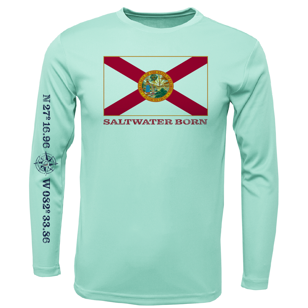 Siesta Key, FL Florida Flag Long Sleeve UPF 50+ Dry - Fit Shirt - Angler's Pro Tackle & Outdoors