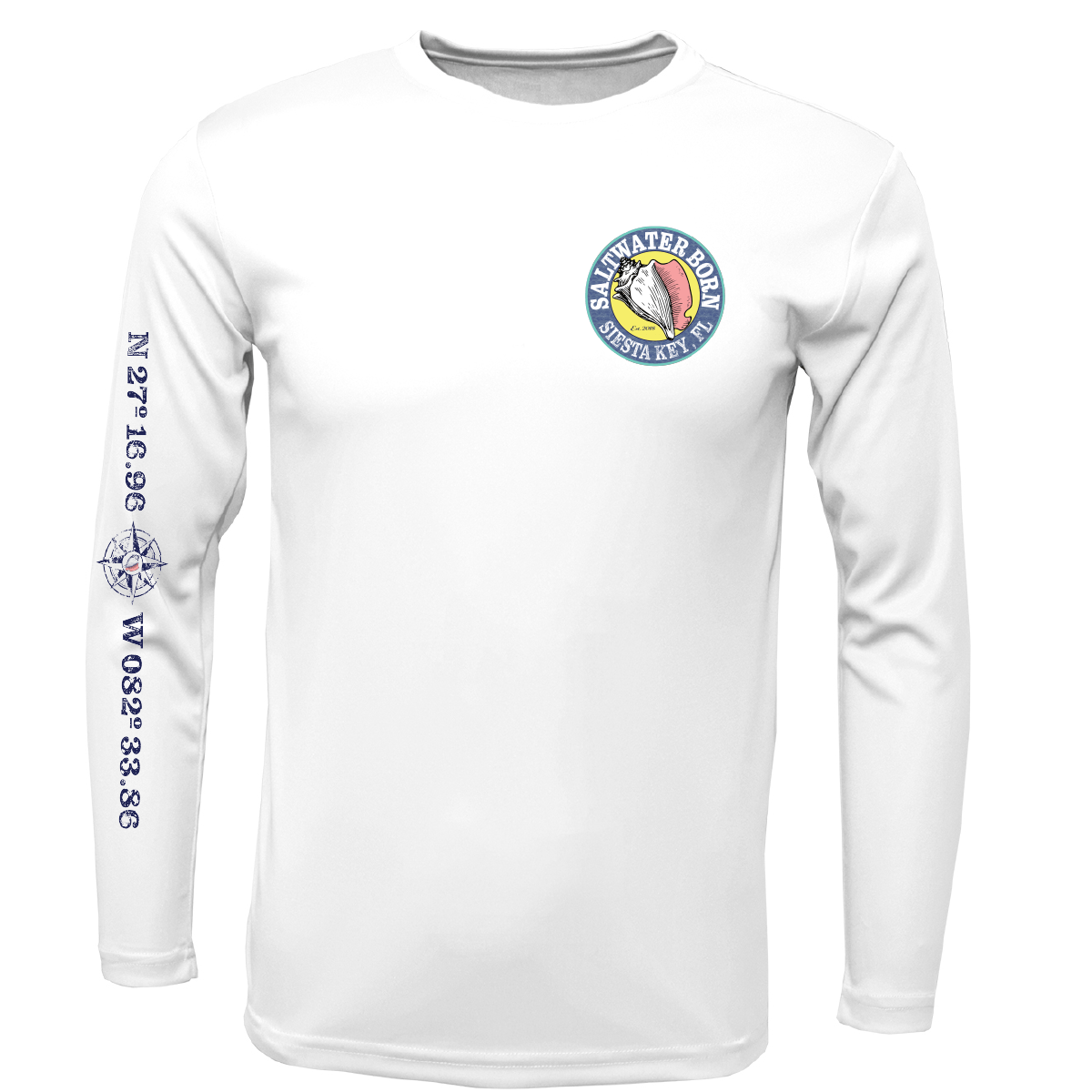 Siesta Key, FL Saltwater Born Circle Logo Long Sleeve UPF 50+ Dry - Fit Shirt - Angler's Pro Tackle & Outdoors