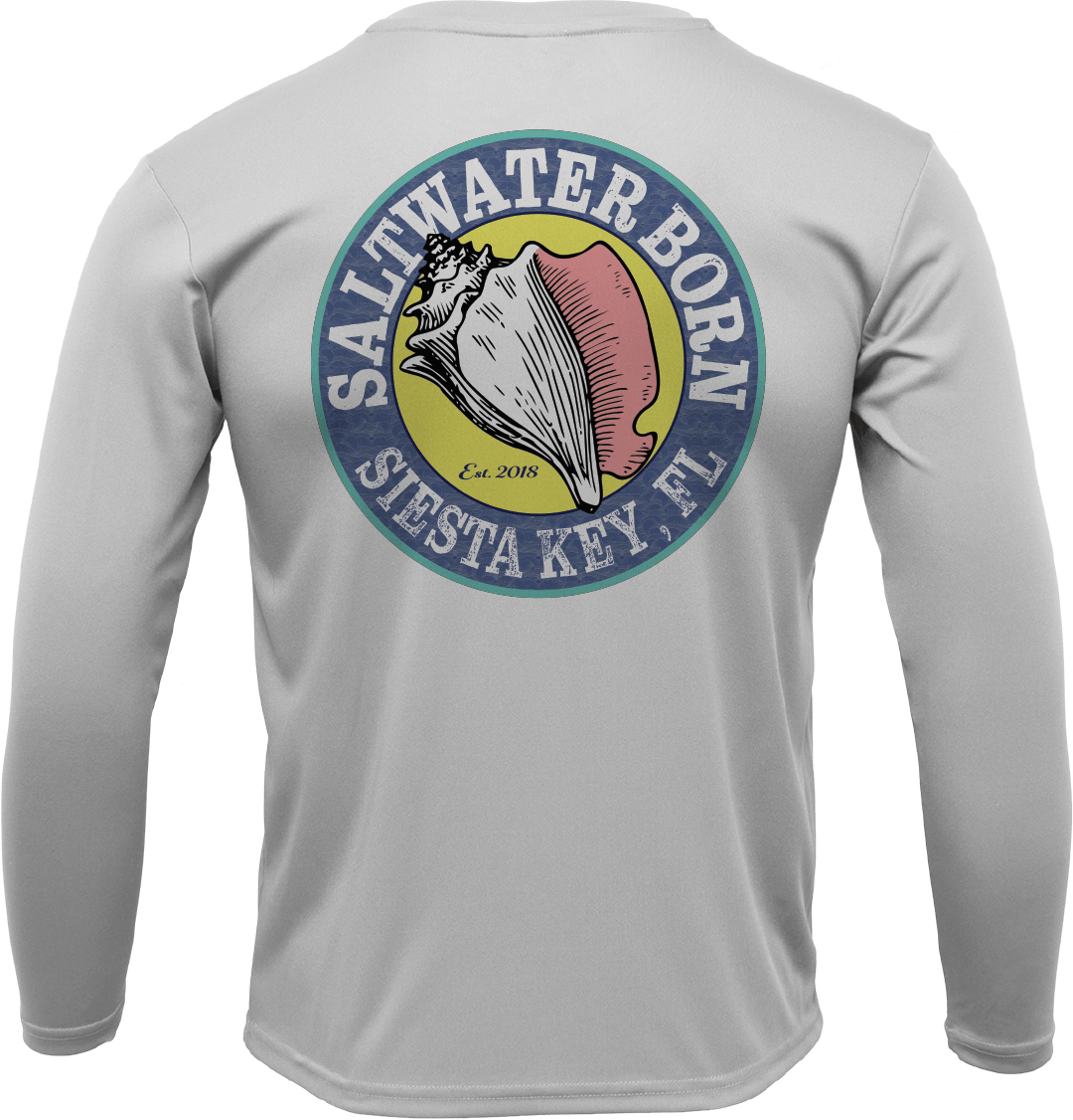 Siesta Key, FL Saltwater Born Circle Logo Long Sleeve UPF 50+ Dry - Fit Shirt - Angler's Pro Tackle & Outdoors