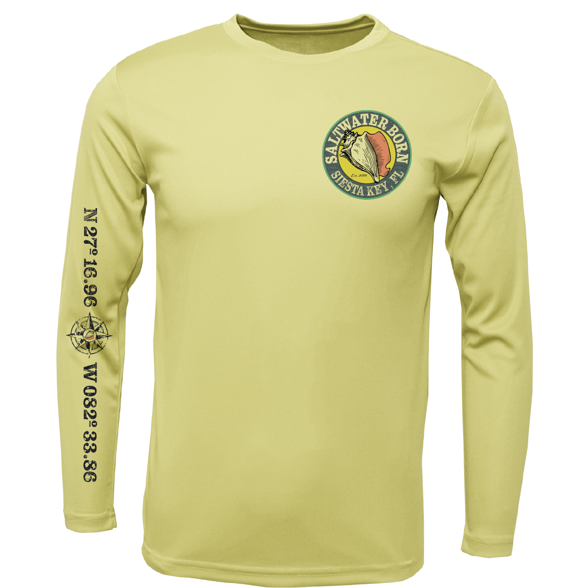 Siesta Key, FL Saltwater Born Circle Logo Long Sleeve UPF 50+ Dry - Fit Shirt - Angler's Pro Tackle & Outdoors