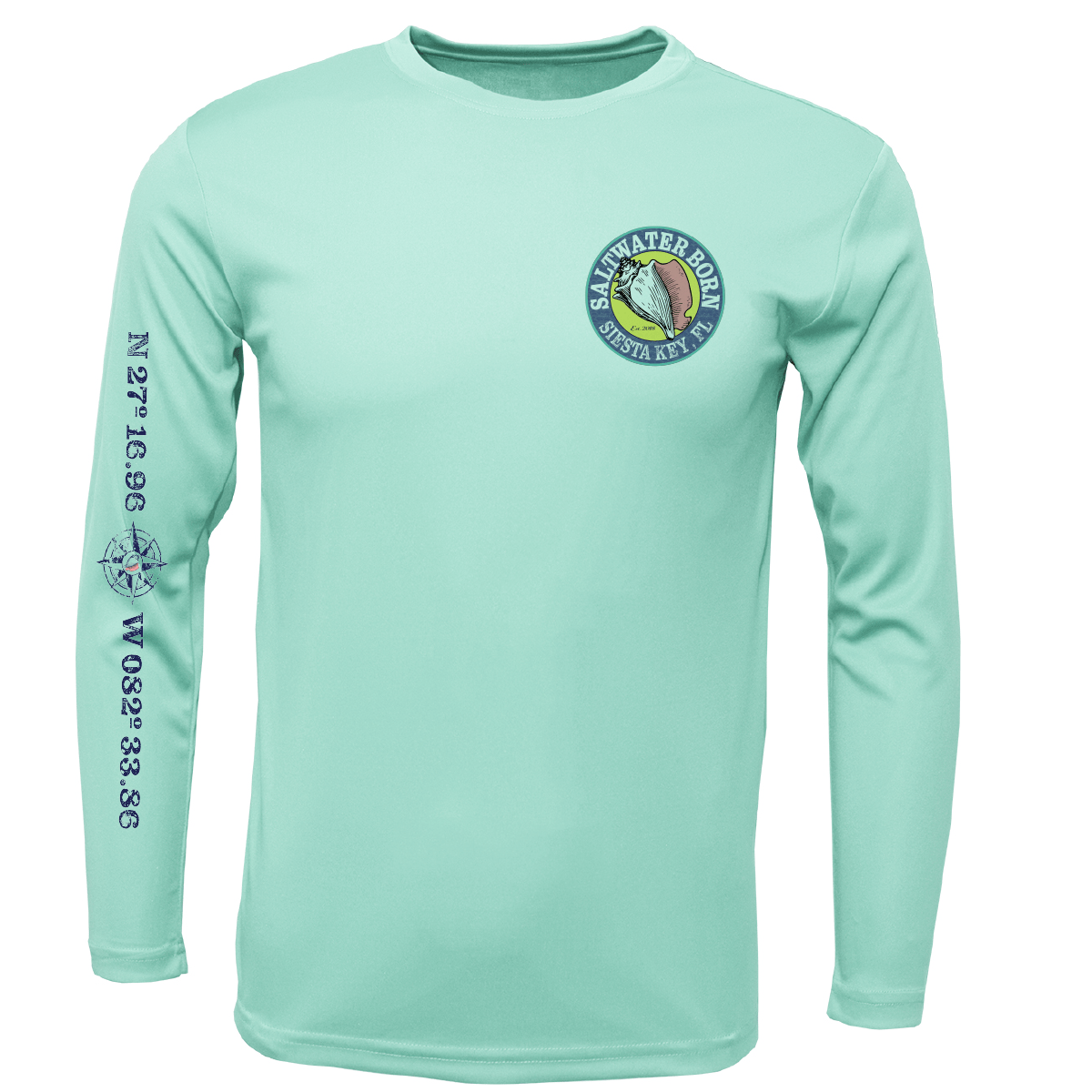 Siesta Key, FL Saltwater Born Circle Logo Long Sleeve UPF 50+ Dry - Fit Shirt - Angler's Pro Tackle & Outdoors