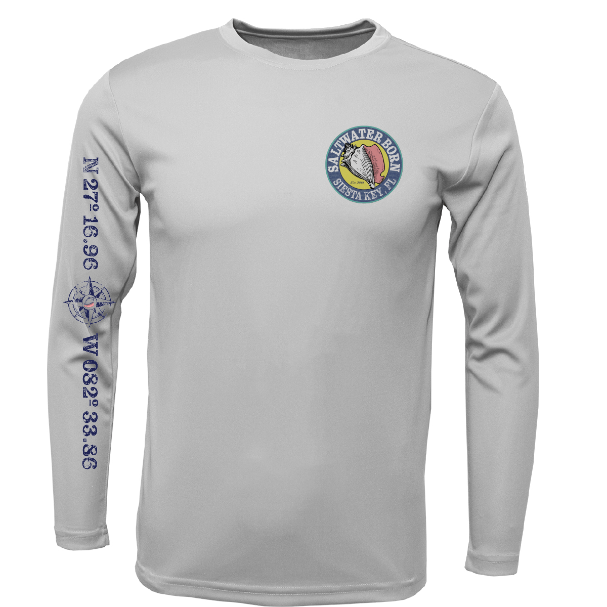 Siesta Key, FL Saltwater Born Circle Logo Long Sleeve UPF 50+ Dry - Fit Shirt - Angler's Pro Tackle & Outdoors