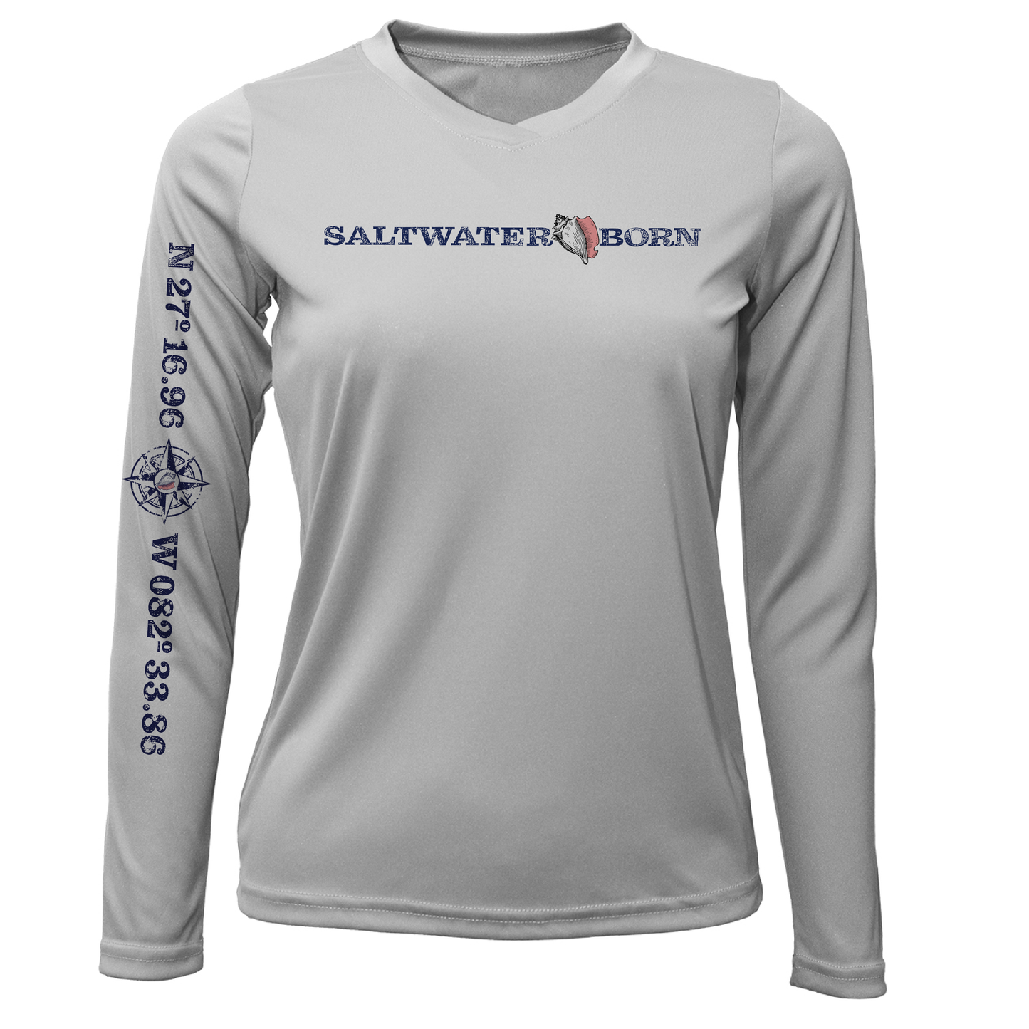 Saltwater Born Siesta Key Saltwater Born Linear Logo Long Sleeve UPF 50+ Dry-Fit Shirt