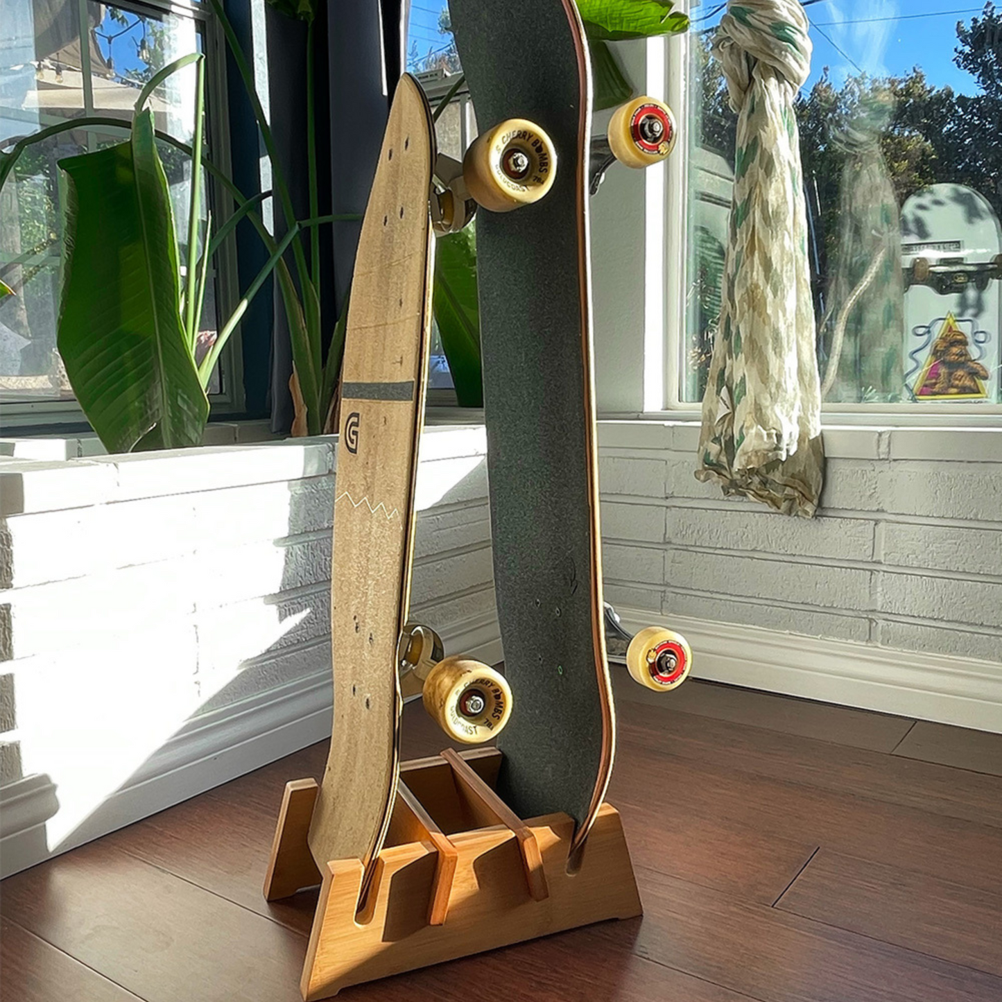 COR Surf Double Bamboo Skateboard Stand