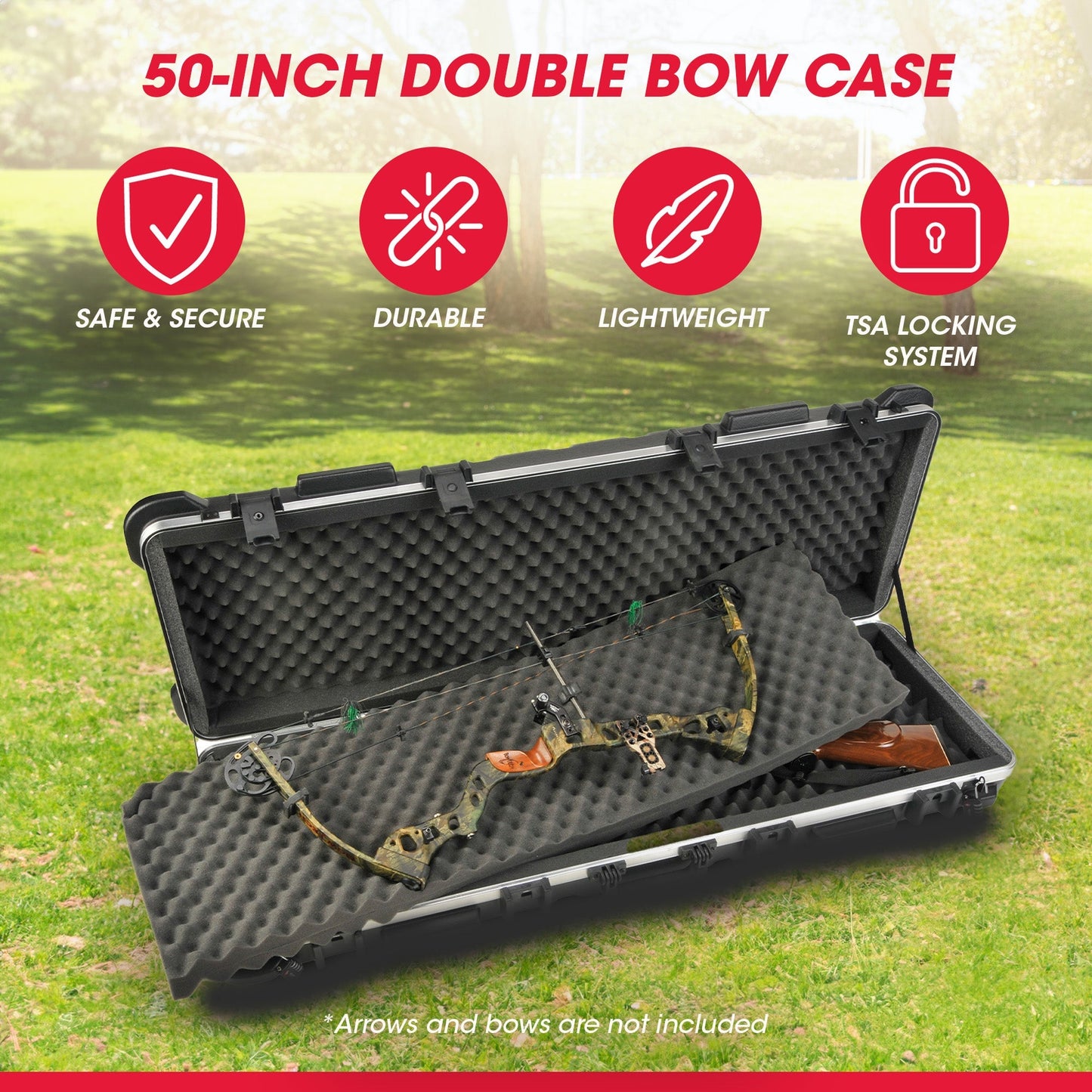 SKB Cases 2SKB - 5014 Hard Exterior Waterproof ATA 50 - Inch Double Bow Case, Black - Angler's Pro Tackle & Outdoors