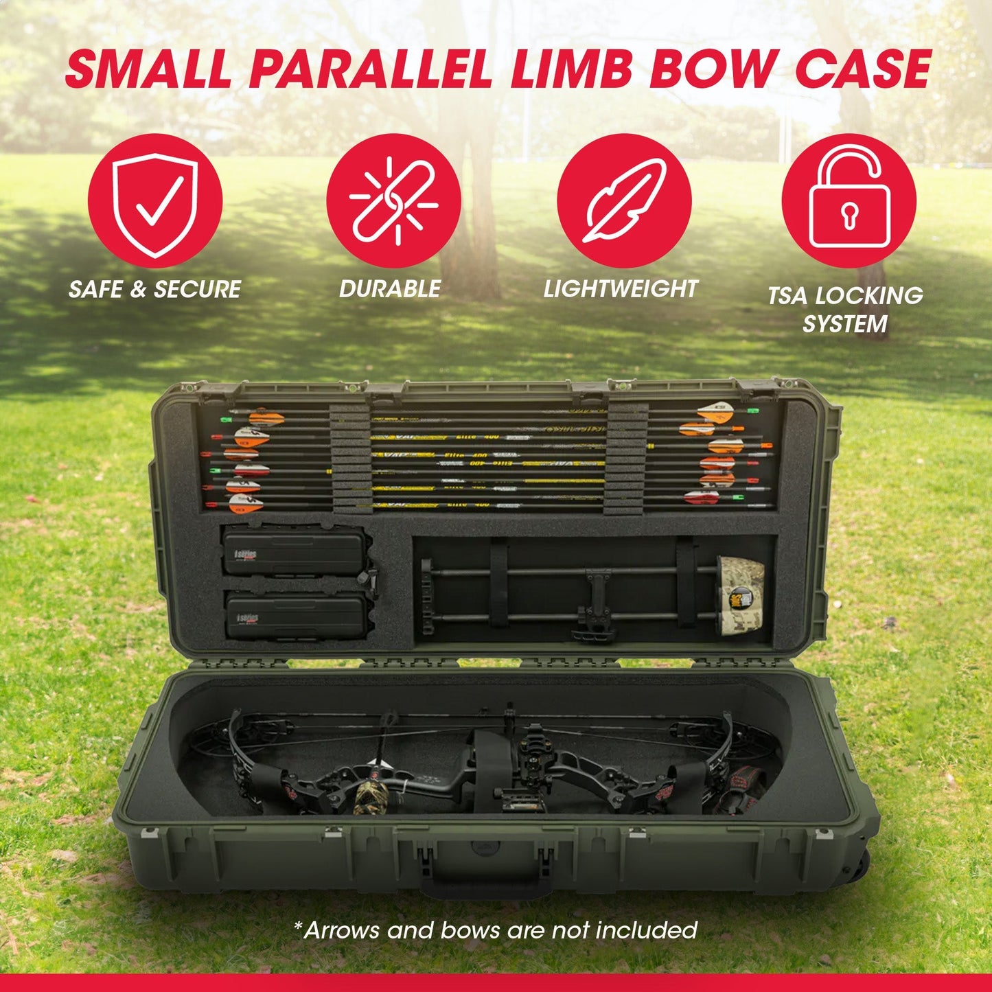 SKB Cases 3614 Hard Plastic Exterior Parallel Limb Bow Crossbow Case, Green - Angler's Pro Tackle & Outdoors