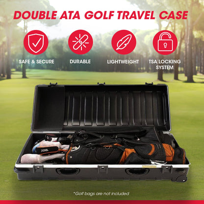 SKB Cases Double ATA Standard Hard Plastic Storage Wheeled Golf Bag Travel Case - Angler's Pro Tackle & Outdoors