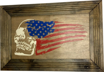 Bellewood Designs - Gun Cabinet with Skull & American Flag Design