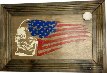 Bellewood Designs - Gun Cabinet with Skull & American Flag Design