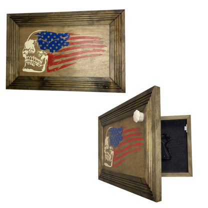 Bellewood Designs - Gun Cabinet with Skull & American Flag Design