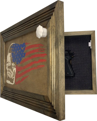 Bellewood Designs - Gun Cabinet with Skull & American Flag Design