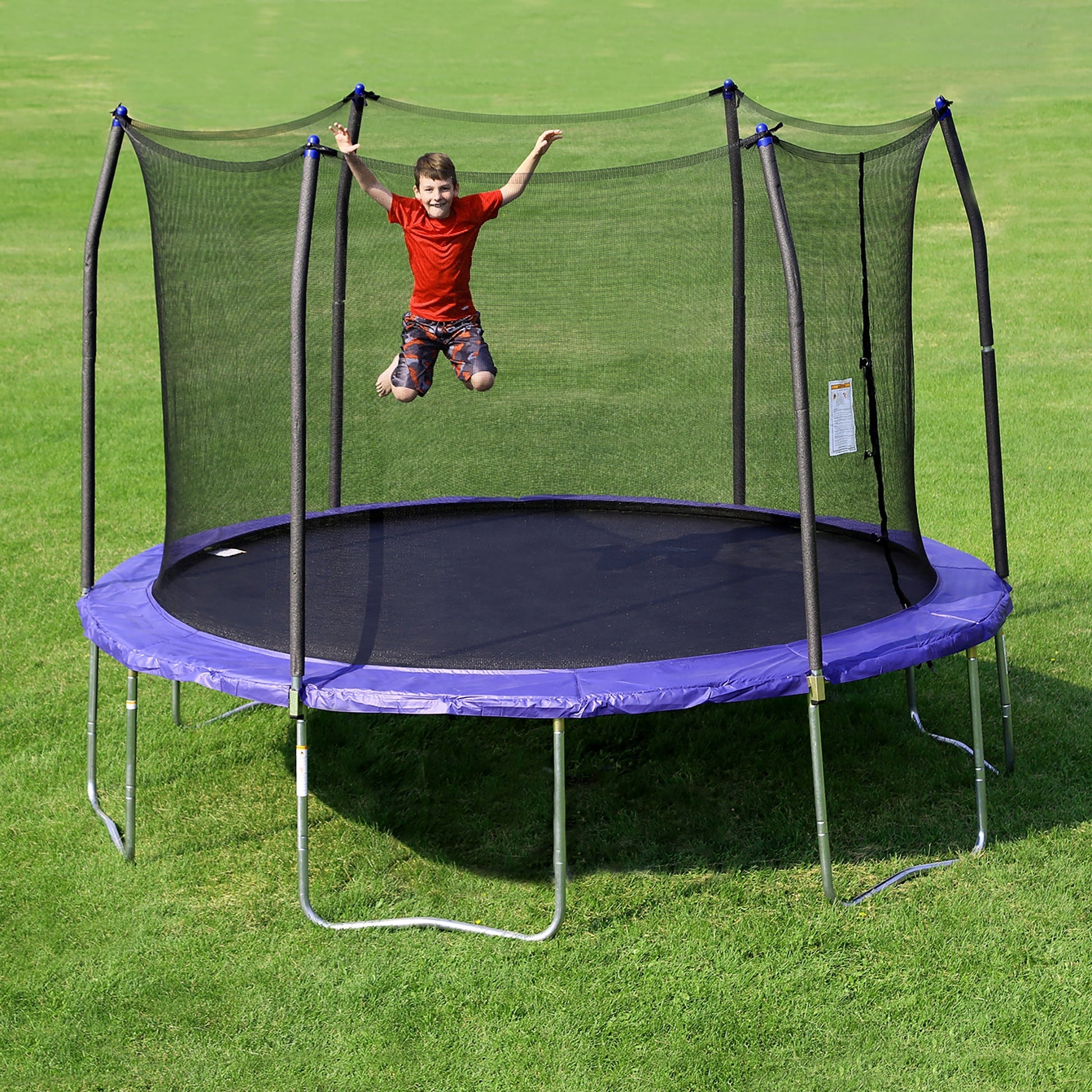 Skywalker Trampolines 12 Foot Round Outdoor Trampoline with Enclosure, Blue - Angler's Pro Tackle & Outdoors