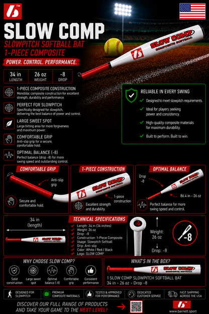 Barnett SLOW COMP Softball bat SLOWPITCH Composite, 34-26