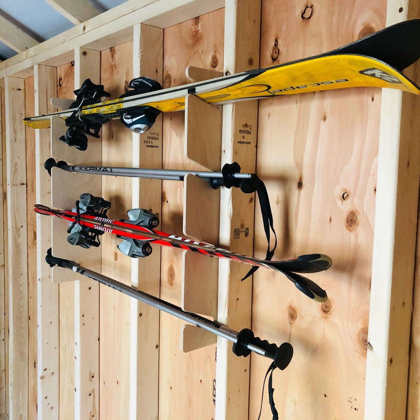 HangThis Up - Snow/Water Ski Organizer, Shed organization, garden shed, yard tools, ski rack