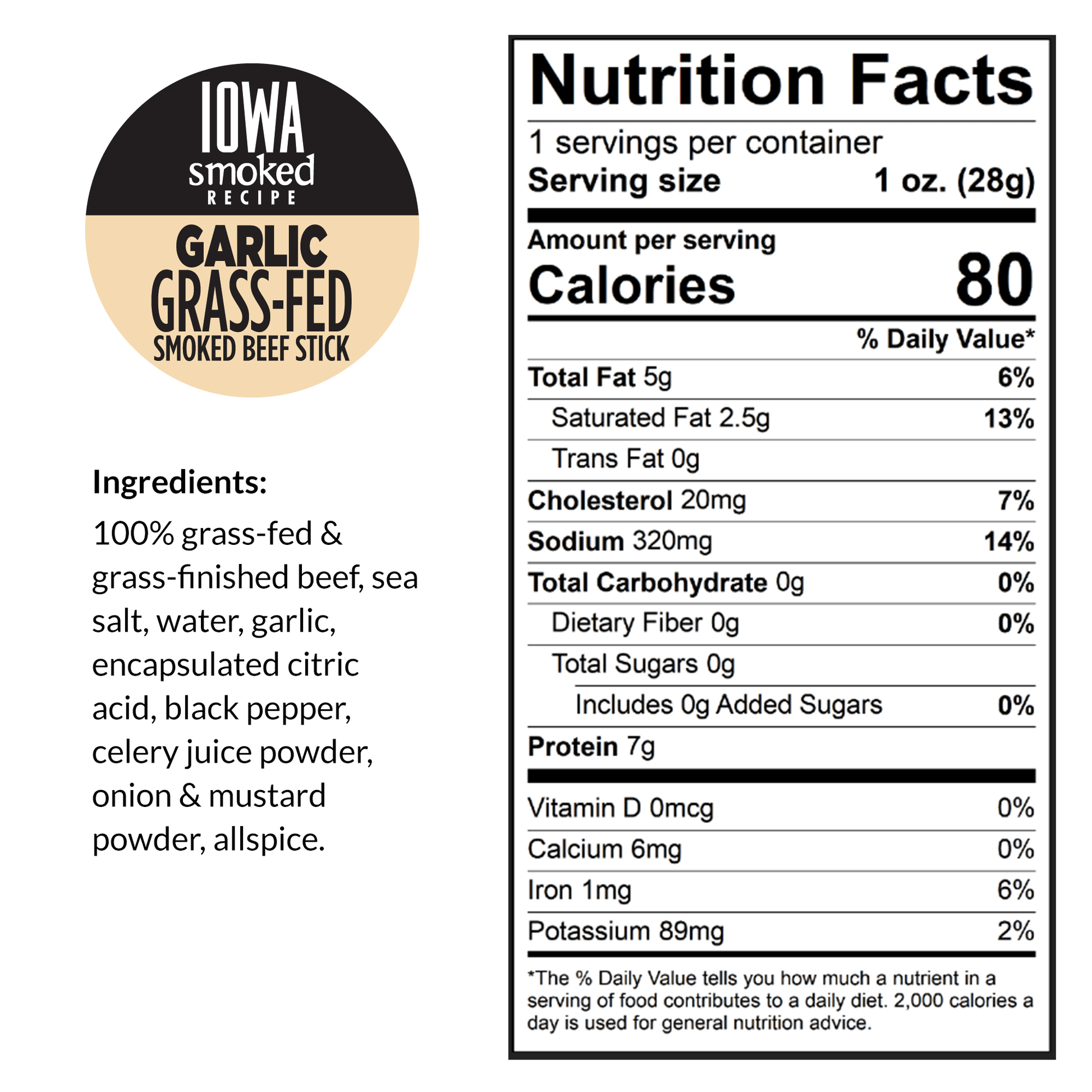 Sogo Snacks - Garlic - Iowa Smoked Recipe, 100% Grass-Fed Beef Sticks (No Sugar) - Angler's Pro Tackle & Outdoors