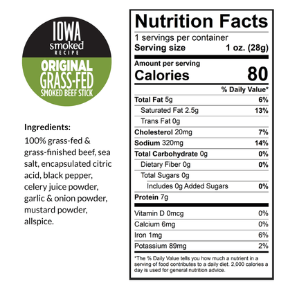 Sogo Snacks - Original - Iowa Smoked Recipe, 100% Grass-Fed Beef Sticks (No Sugar) - Angler's Pro Tackle & Outdoors