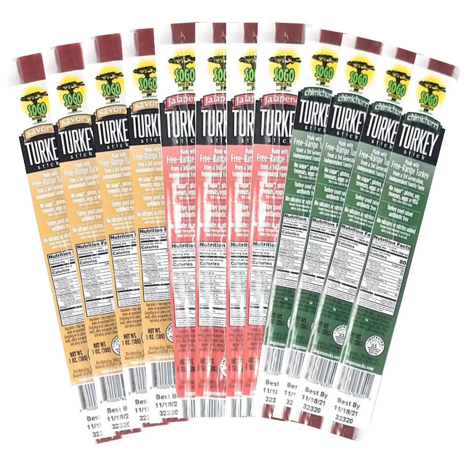 Sogo Snacks - Variety - Free-Range Turkey Flavors Sticks (No Sugar) - Angler's Pro Tackle & Outdoors