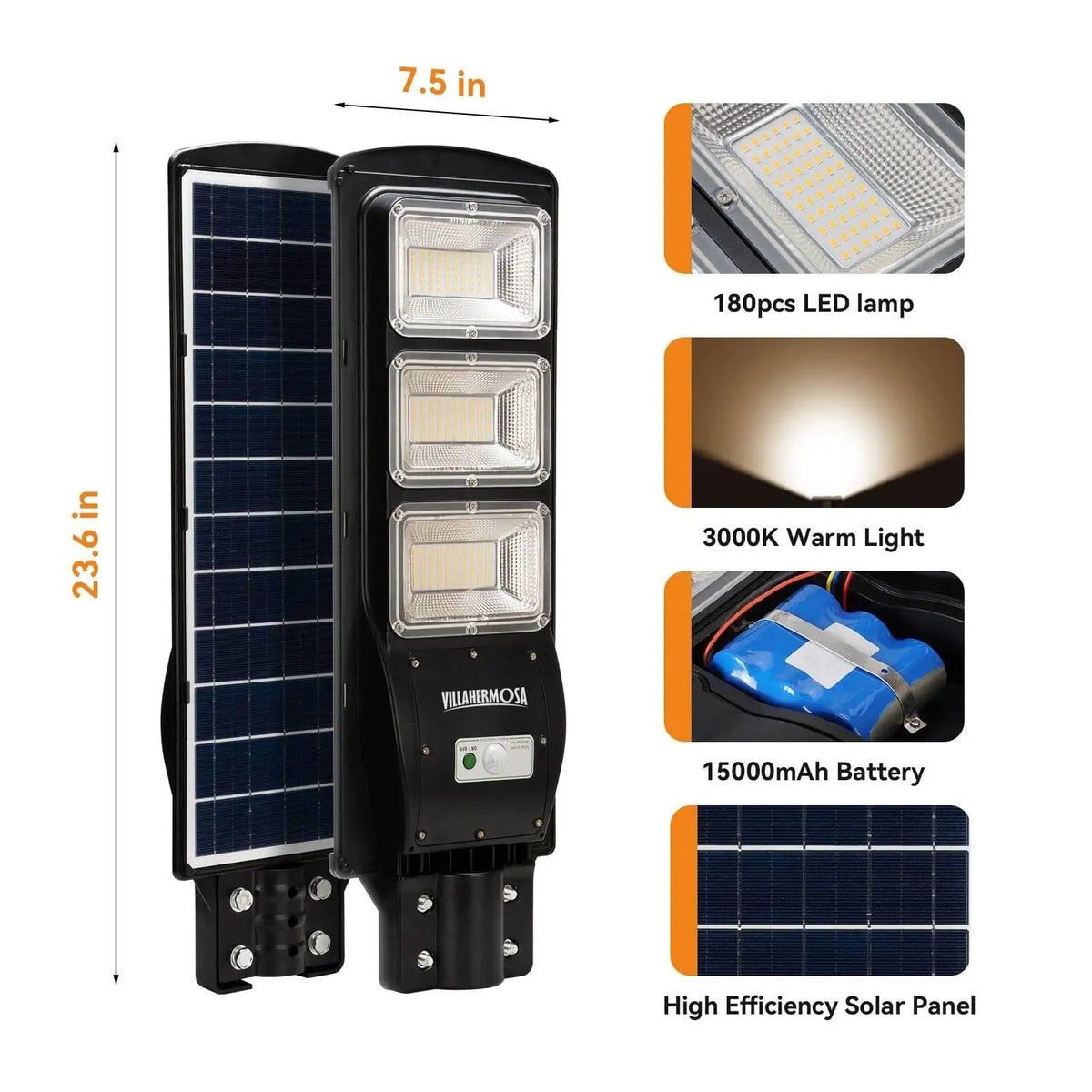 Langy Solar Lights 90W 120W Solar street LED lights -warm white/ white