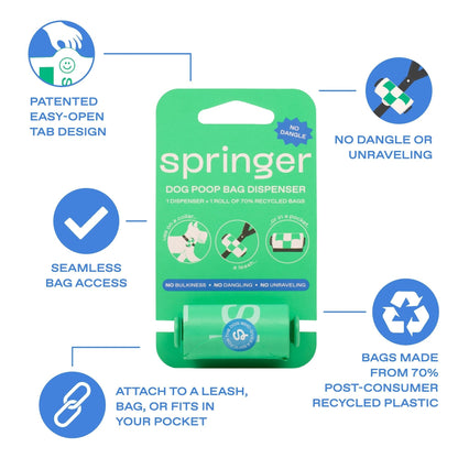 Springland Pets Premium Dog Poop Bag Dispenser + 15 Bags - Angler's Pro Tackle & Outdoors