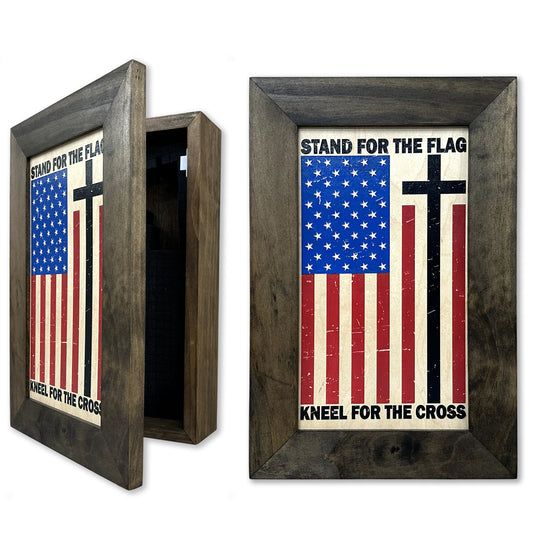 Bellewood Designs - American Flag and Cross Hidden Gun Storage Cabinet