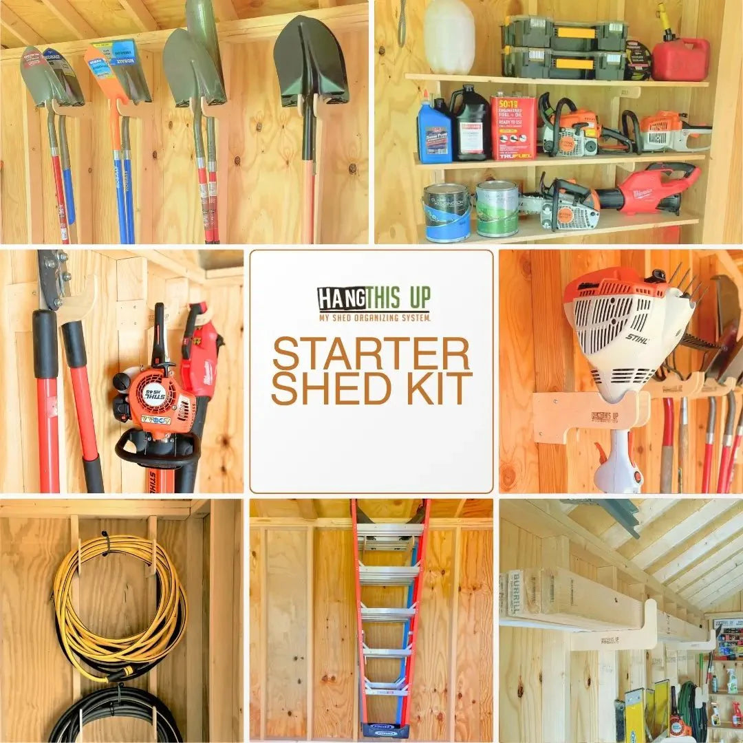 HangThis Up - Deluxe Shed Organizer Kit, Garden Yard Tool Rack, Outdoor Storage, Garden Tool Storage, Shed Accessories, Yard Tool Rack