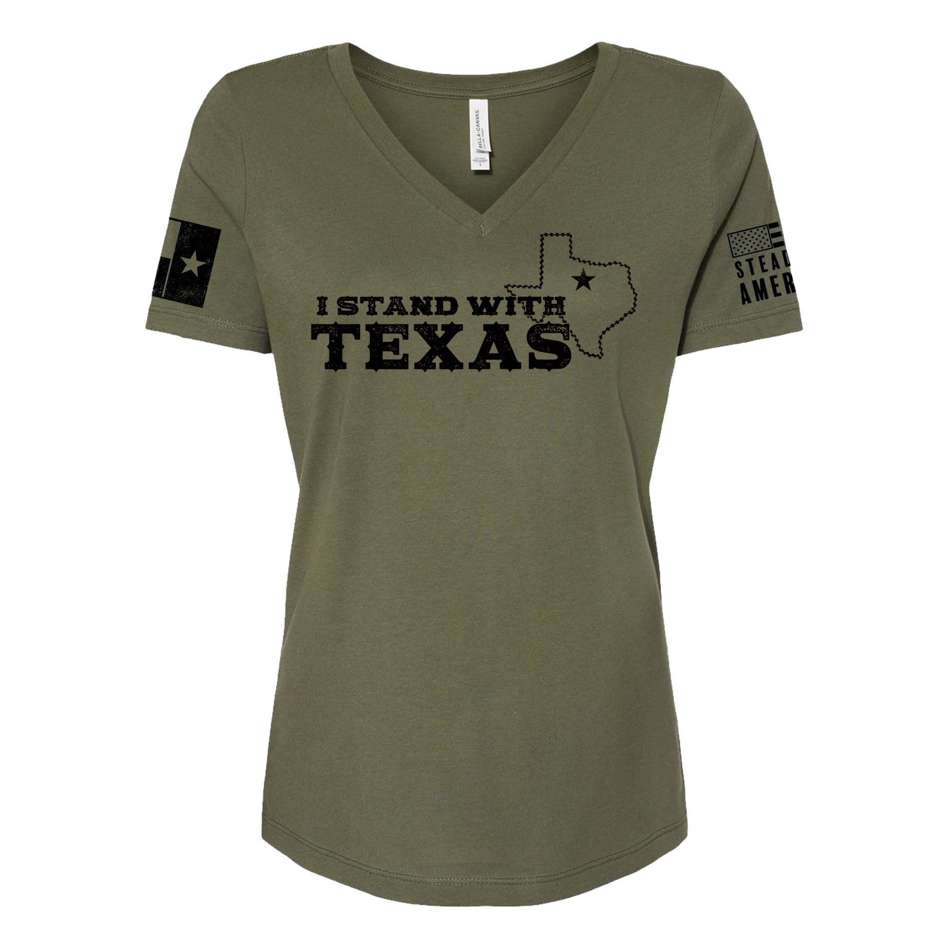 Steadfast American - I Stand With Texas T-Shirt (Women's V-Neck) - Angler's Pro Tackle & Outdoors