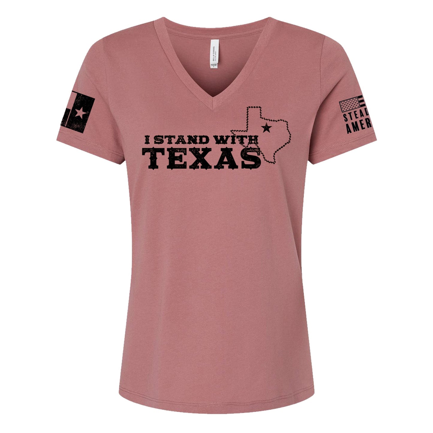 Steadfast American - I Stand With Texas T-Shirt (Women's V-Neck) - Angler's Pro Tackle & Outdoors