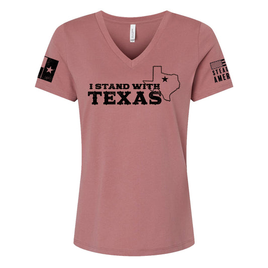 Steadfast American - I Stand With Texas T-Shirt (Women's V-Neck) - Angler's Pro Tackle & Outdoors