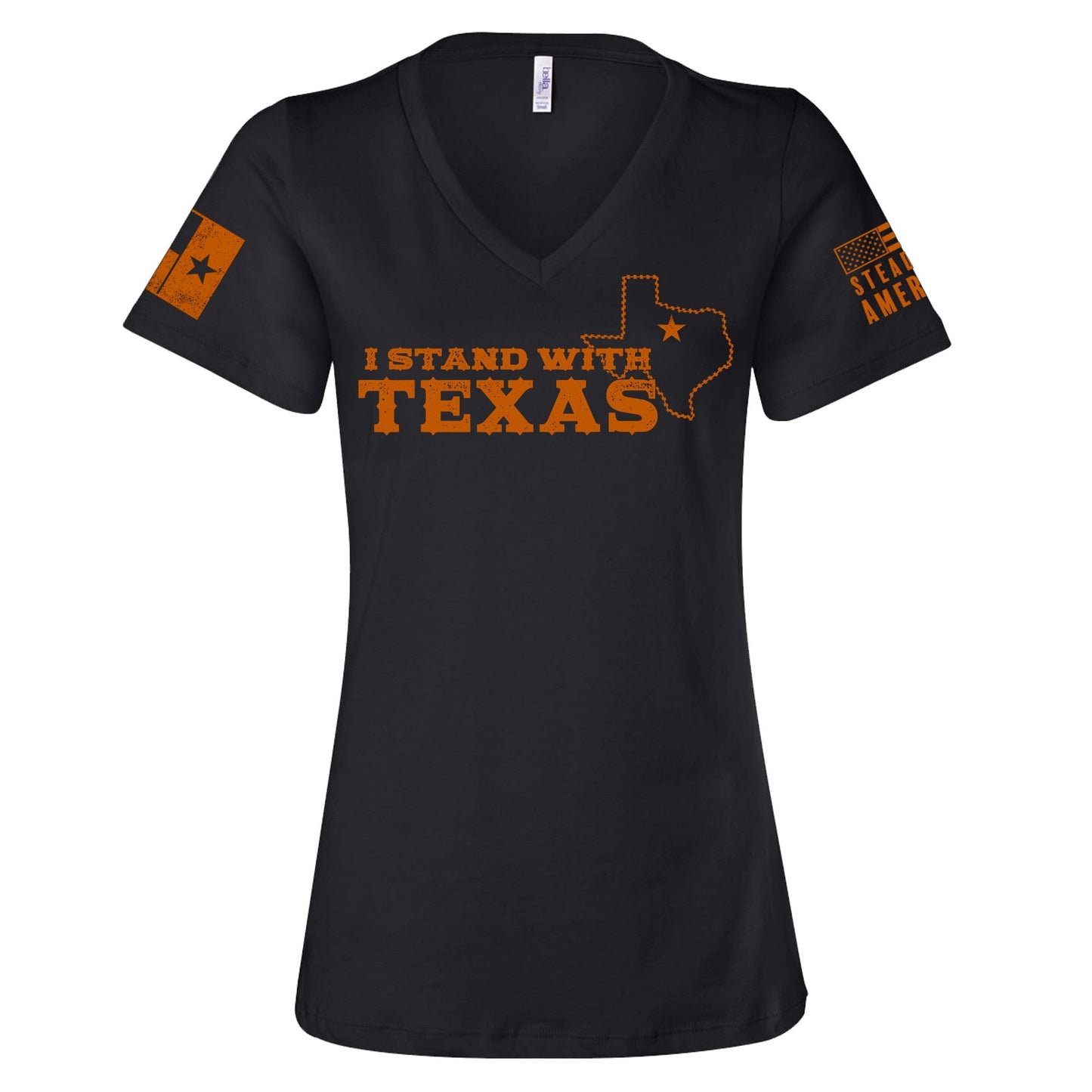 Steadfast American - I Stand With Texas T-Shirt (Women's V-Neck) - Angler's Pro Tackle & Outdoors