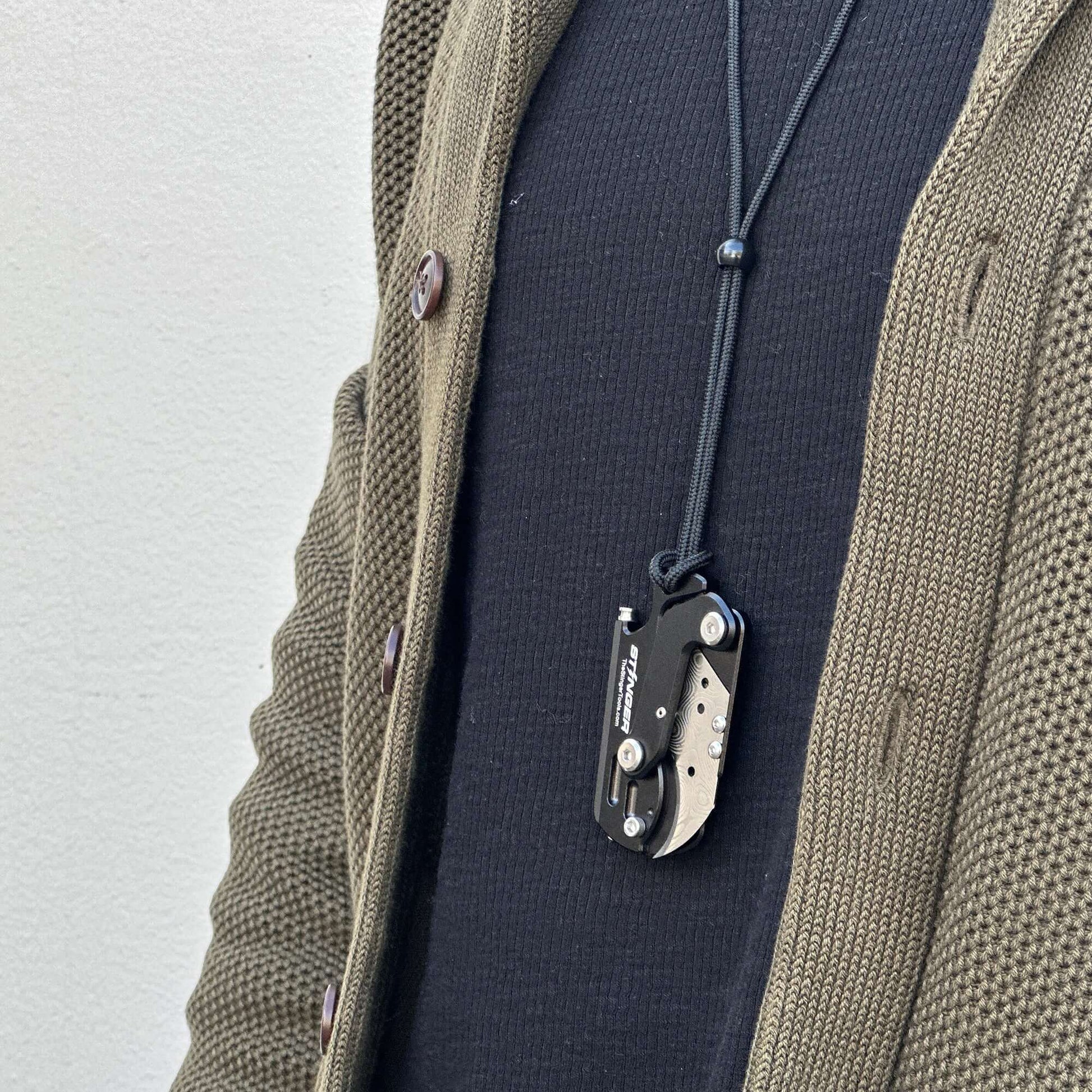 Stinger Dog Tag Blade, Folding Pocket Knife, Utility Knife - Matte Black - Angler's Pro Tackle & Outdoors