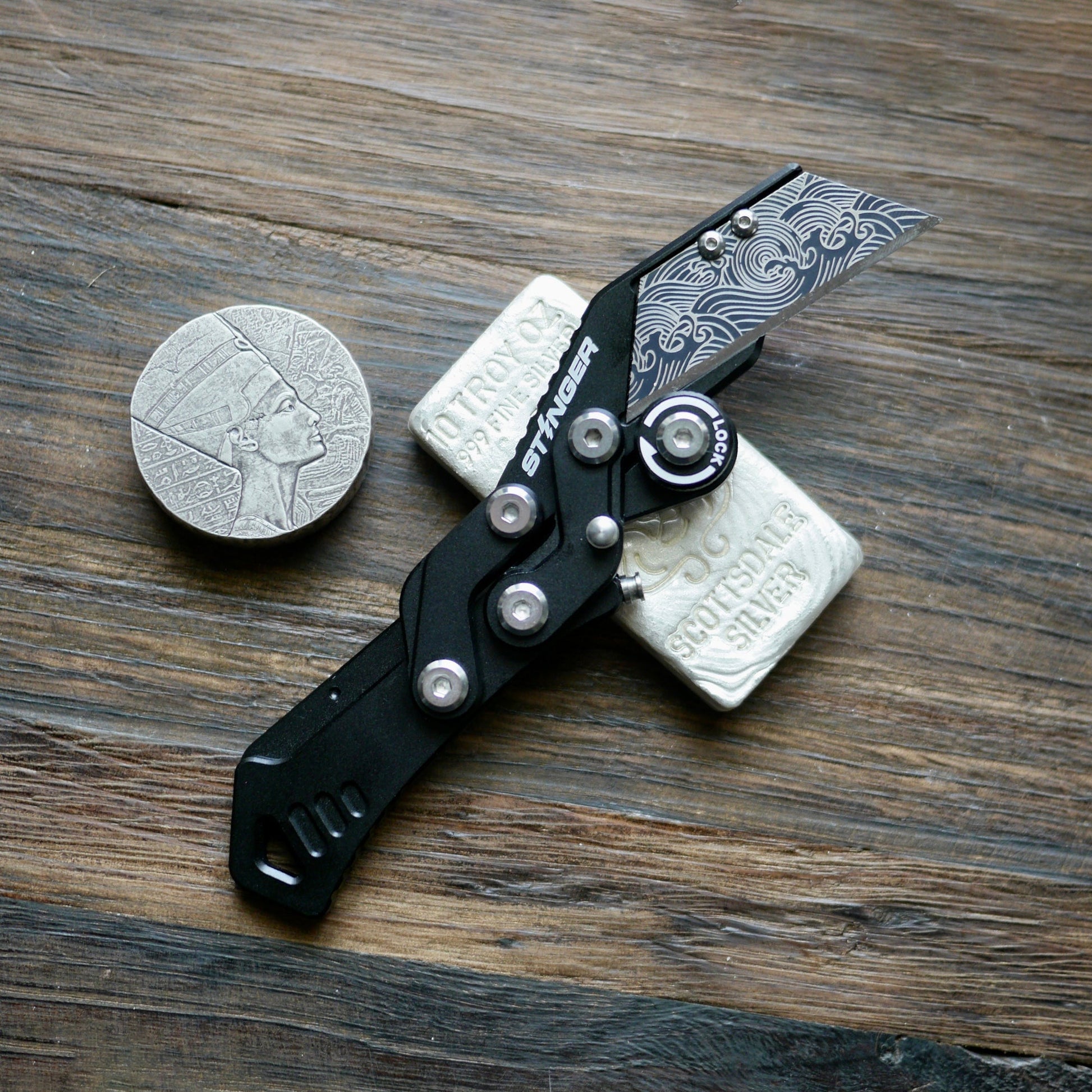 Stinger Godzilla Blade, Folding Pocket Knife, Utility Knife - Matte Black - Angler's Pro Tackle & Outdoors