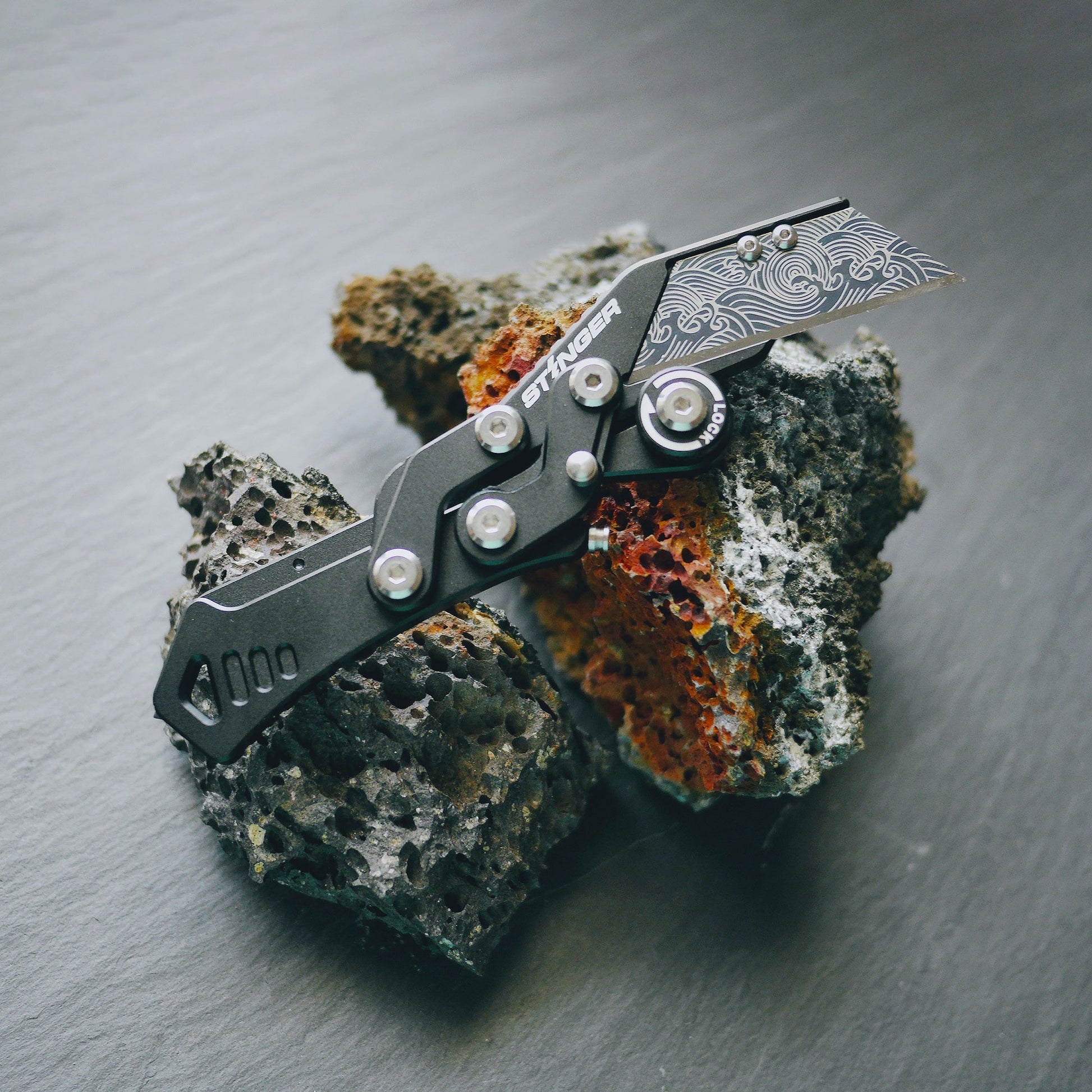 Stinger Godzilla Blade, Folding Pocket Knife, Utility Knife - Matte Black - Angler's Pro Tackle & Outdoors