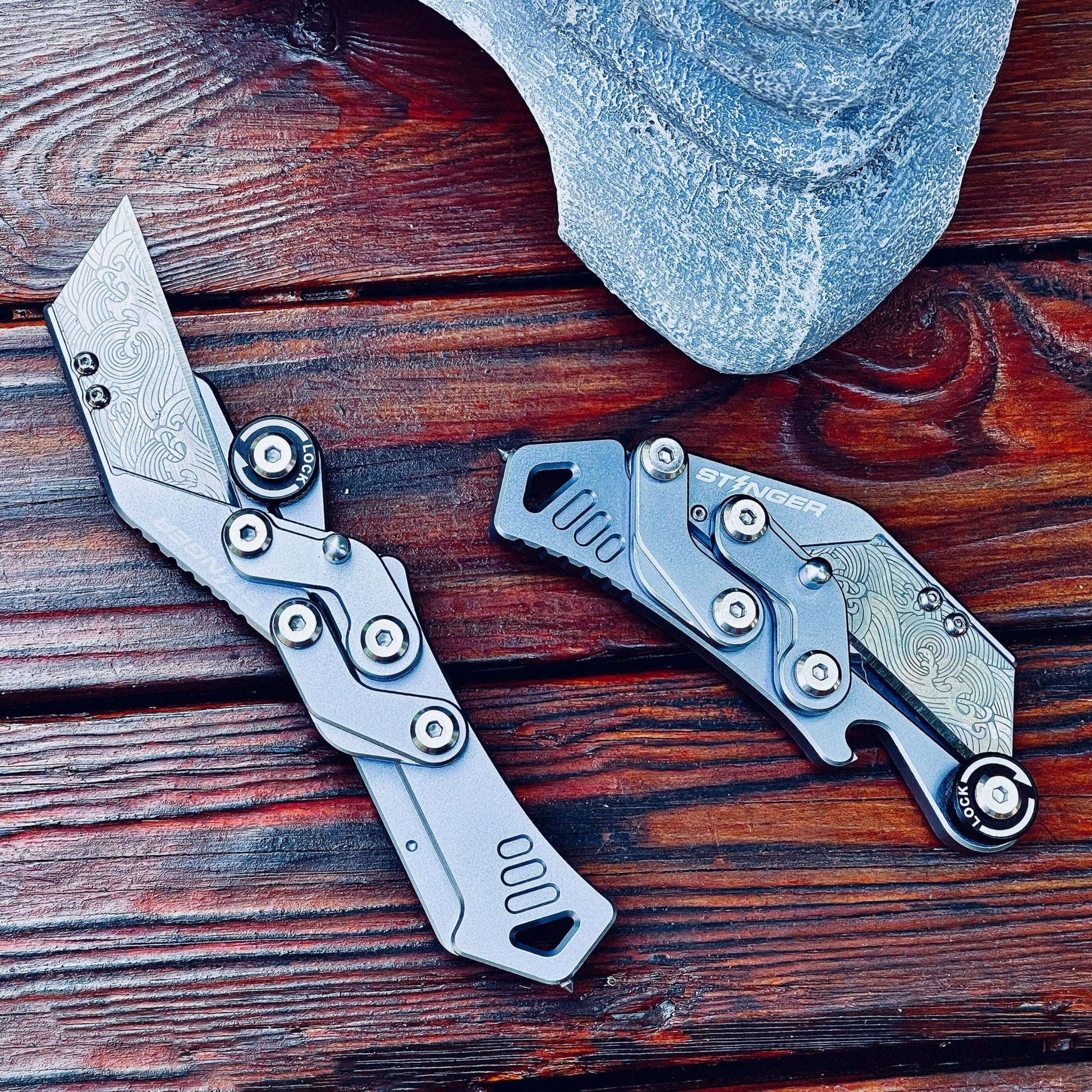 Stinger Godzilla Blade, Folding Pocket Knife, Utility Knife - Space Grey - Angler's Pro Tackle & Outdoors