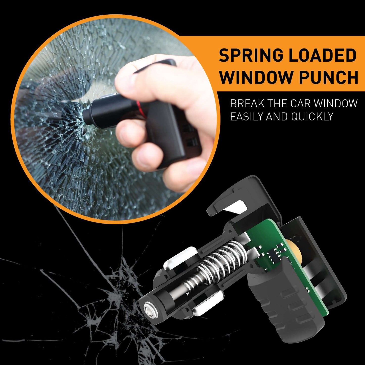Stinger Survival Tools USB Car Charger Emergency Tool (Blue American Flag)