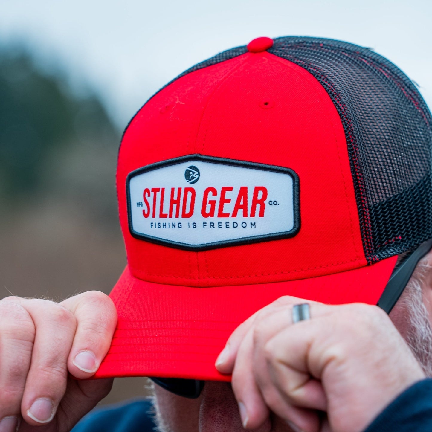 STLHD Slam Pig Snapback Trucker Hat Red/Black - Angler's Pro Tackle & Outdoors