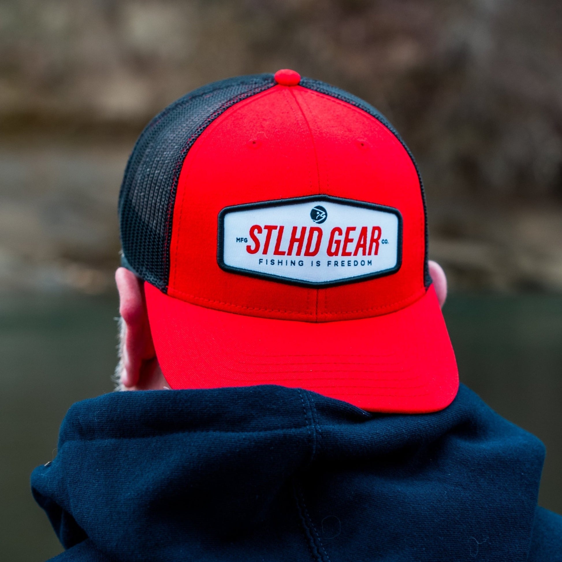 STLHD Slam Pig Snapback Trucker Hat Red/Black - Angler's Pro Tackle & Outdoors