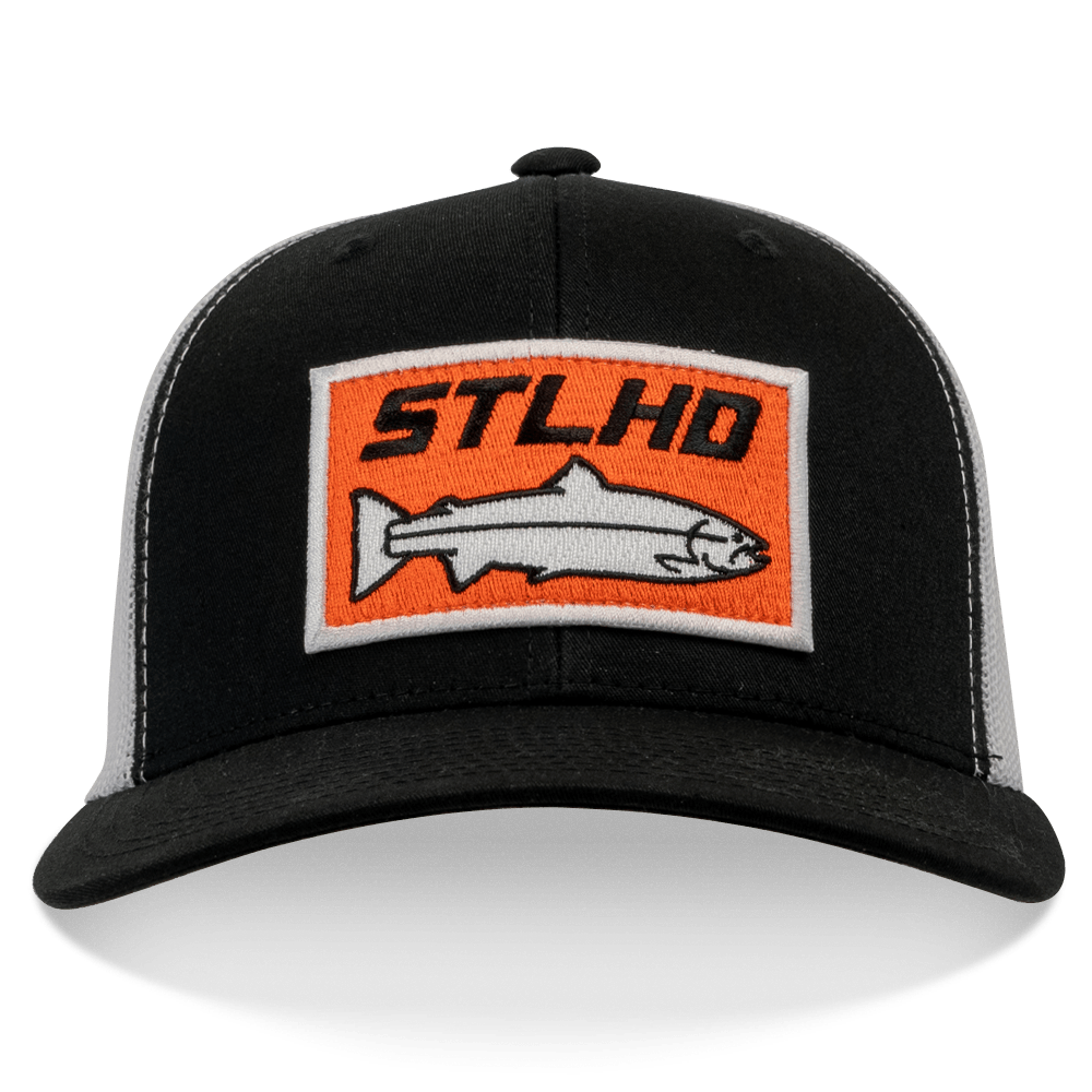 STLHD Standard White & Black Trucker Snapback Hat - Angler's Pro Tackle & Outdoors