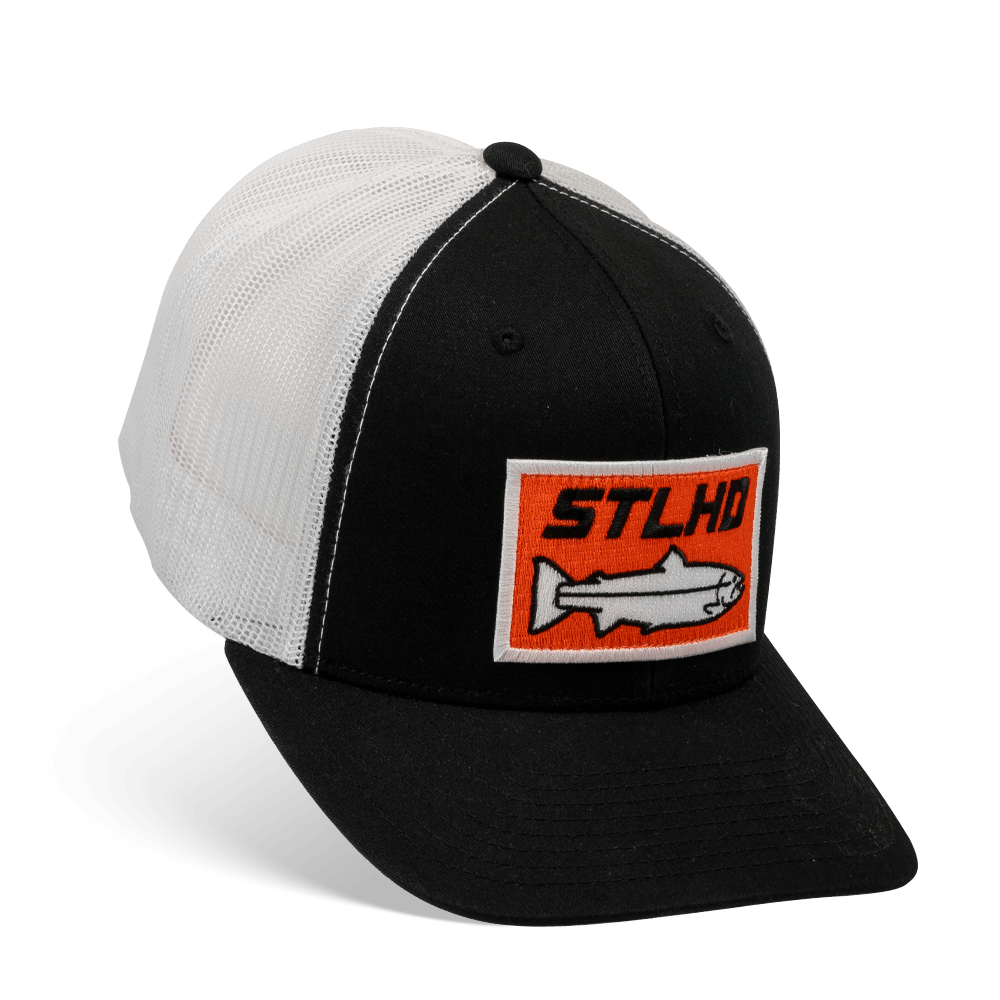 STLHD Standard White & Black Trucker Snapback Hat - Angler's Pro Tackle & Outdoors