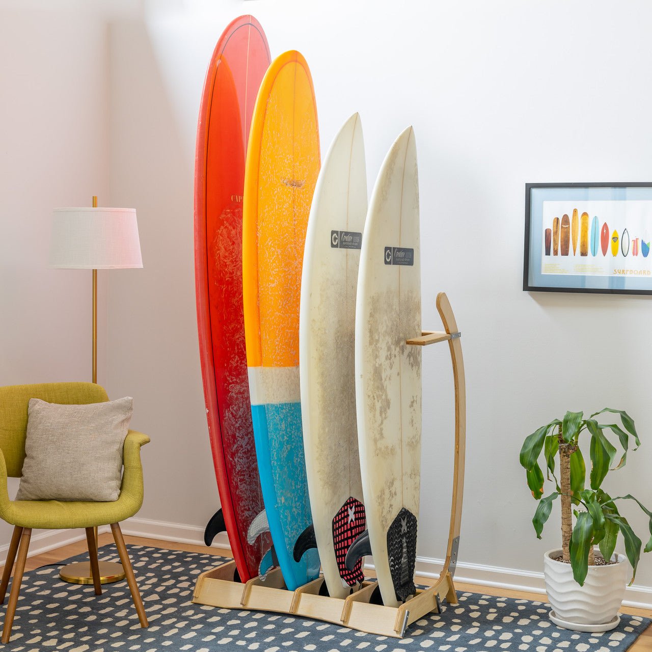 StoreYourBoard - Freestanding Surf Rack | Wooden Surfboard Display Stand - Angler's Pro Tackle & Outdoors